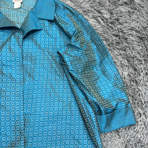 Neiman Marcus Vintage Blue Open Front Blouse Size Large - Picture 6 of 8